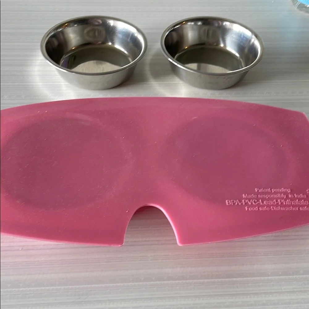 Pink Double Pet Bowl Set